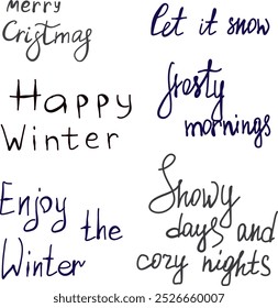 Christmas calligraphy set. Lettering for Christmas card