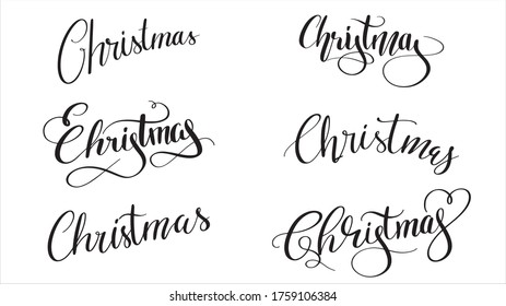 Christmas Calligraphy set on white background , Vector illustration EPS 10