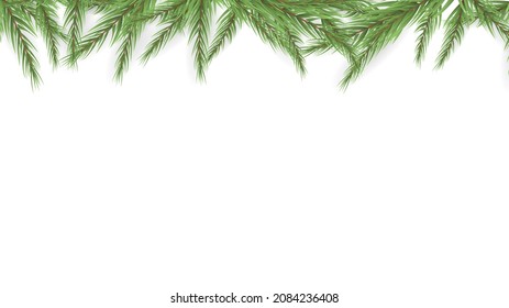 Caligrafía navideña con ramas de árboles de navidad aisladas en fondo blanco con espacio de copia para texto , ilustración Vector EPS 10