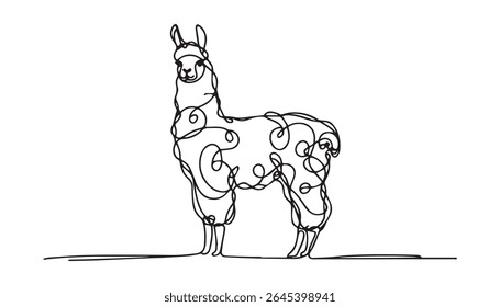 Christmas camel line art vector illustration 