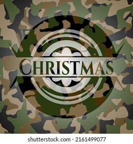 Christmas camo emblem. Vector Illustration. Detailed. 