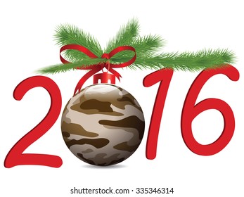 Christmas Camouflage ball 2016.Vector