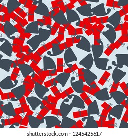 Christmas camouflage of various shades of blue and red colors. It is a colorful seamless pattern that can be used as a camo print for clothing and background and backdrop or computer wallpaper