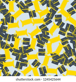 Christmas camouflage of various shades of blue and yellow colors. It is a colorful seamless pattern that can be used as a camo print for clothing and background and backdrop or computer wallpaper