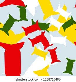 Christmas camouflage of various shades of white, red, green, blue and yellow colors. It is a colorful seamless pattern that can be used as a camo print for clothing or computer wallpaper