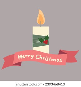 El candelero de Navidad decora. Ilustración vectorial plana. Tarjeta de Navidad.
