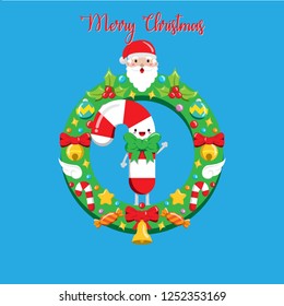 Christmas candi with wreath, Flat Design Style Eps 10. 4