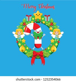 Christmas candi with wreath, Flat Design Style Eps 10. 5