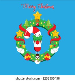 Christmas candi with wreath, Flat Design Style Eps 10. 6