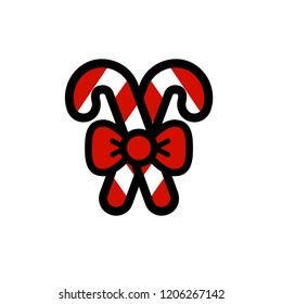 christmas candies with bow icon vector