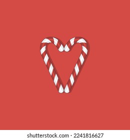 Christmas candies on red background. Creative minimal Christmas art. Vector illustration