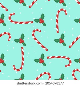 Christmas candies. Seamless pattern. For fabric, wrapping paper and other decoration. Vector illustration