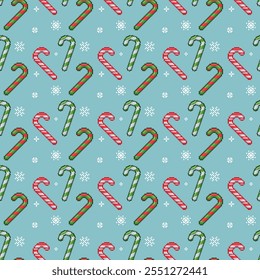 Christmas candies seamless pattern. Pixel art peppermint candy cane background.