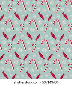 Christmas candies seamless pattern. Retro style for Christmas and New Year design.