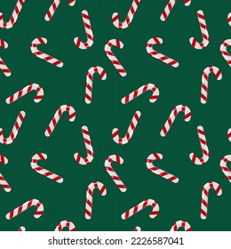 Christmas candies. Seamless vector pattern. Festive New Year illustration in flat style.