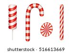 Christmas candies set. Includes Candy cane. Isolated vector illustration.