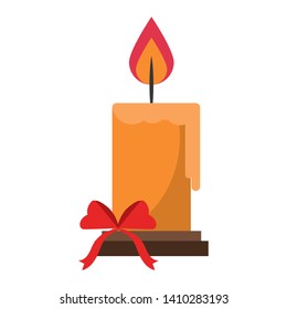 Christmas candle with bow cartoon isolated vector illustration graphic design