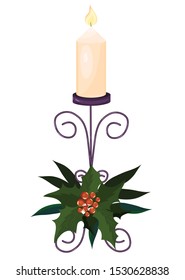 Christmas candle in a candlestick
