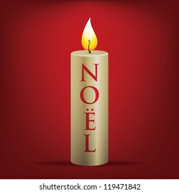 NoÃ?Â«l Christmas candle card in vector format.