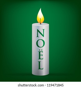 NoÃ?Â«l Christmas candle card in vector format.