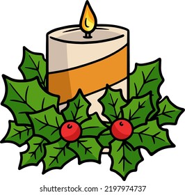 Christmas Candle Cartoon Colored Clipart 