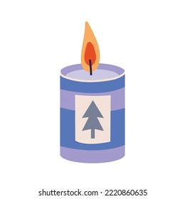 Christmas candle, cartoon style. Cozy mood for winter. Trendy modern vector illustration isolated on white background, hand drawn, flat design.