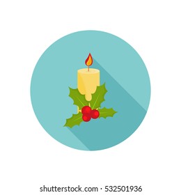 Christmas candle color icon. Flat design for web and mobile