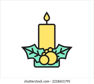 Christmas candle colored icon. Christmas time. Symbol or logo for projects