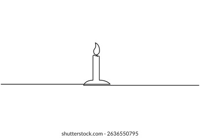 Christmas Candle continuous one line drawing minimalism design, Modern isolated background, Aroma candles one line art, Candle light continuous one line.