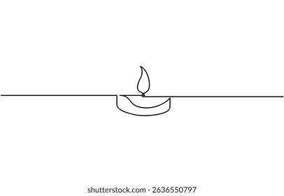 Christmas Candle continuous one line drawing minimalism design, Modern isolated background, Aroma candles one line art, Candle light continuous one line.