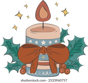 Christmas Candle Cute Doodle Illustration Graphic Element Card
