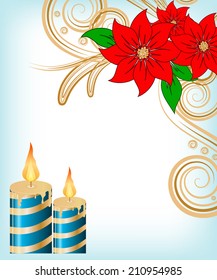 Christmas candle decorate card vector illustration