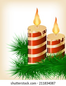 Christmas candle decorate card vector illustration
