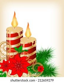 Christmas candle decorate card vector illustration