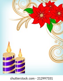 Christmas candle decorate card vector illustration