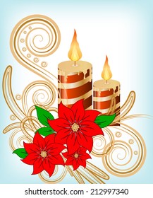 Christmas candle decorate card vector illustration