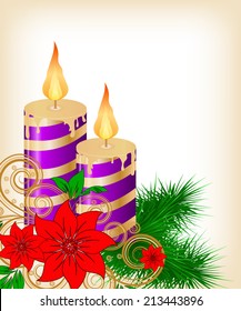 Christmas candle decorate card vector illustration