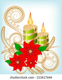Christmas candle decorate card vector illustration