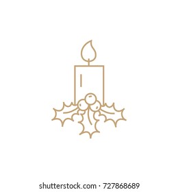 christmas candle decoration line vector icon