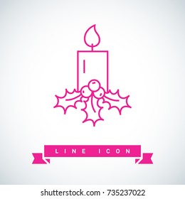 christmas candle decoration line vector icon
