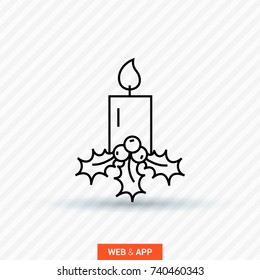 christmas candle decoration line vector icon