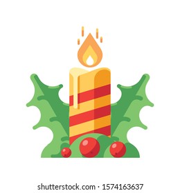 Christmas candle decoration vector illustration