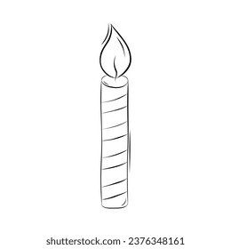 Christmas Candle Decorative Element in Doodle Style. Christmas coloring book. Simple Vector Illustration.