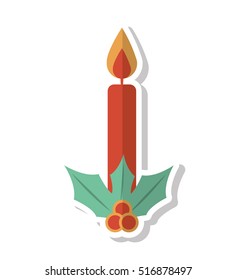 christmas candle decorative icon vector illustration design