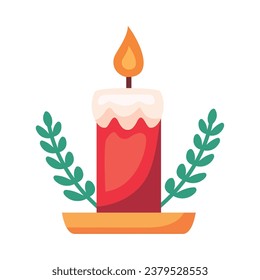 christmas candle design vector isolated