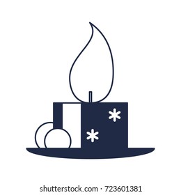Christmas candle with flame isolated vector icon. Merry christmas and happy new year symbol illustration.