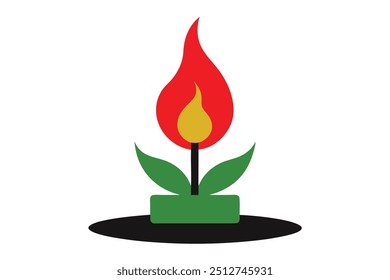 Christmas candle flame vector illustration