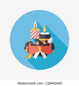Christmas candle flat icon with long shadow.eps10