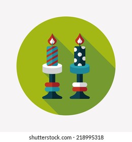 Christmas candle flat icon with long shadow,eps10