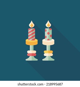 Christmas candle flat icon with long shadow,eps10